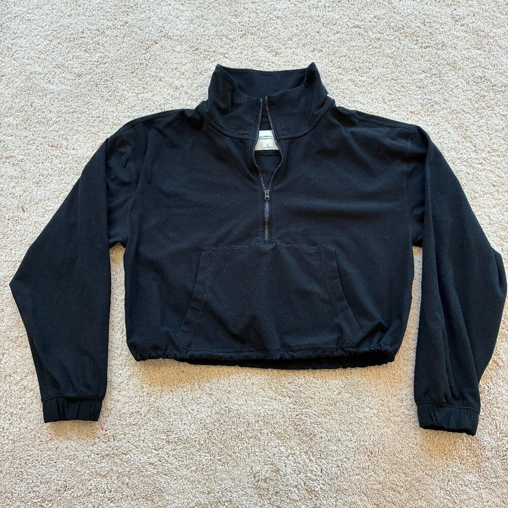 Abercrombie & Fitch Soft A&F Collection Black Pullover 1/4 Zipper Adjustable